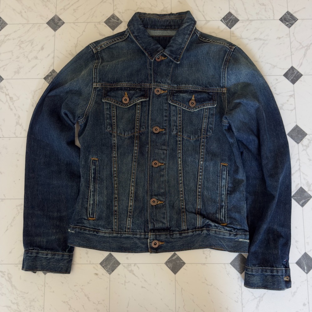 Tommy Hilfiger Denim Trucker Jacket Dark Wash Vintage Y2K Style Women's Small